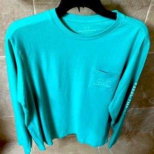 Vineyard Vines T-Shirt Mens Large GreenLong Sleeve Pocket Whale Logo Pre-owned